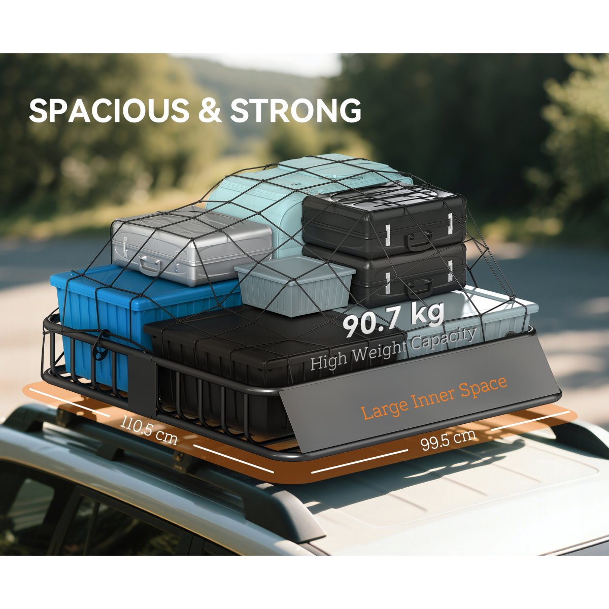HOMCOM Steel Universal Roof Rack Basket, 90.7 kg Cargo Carrier