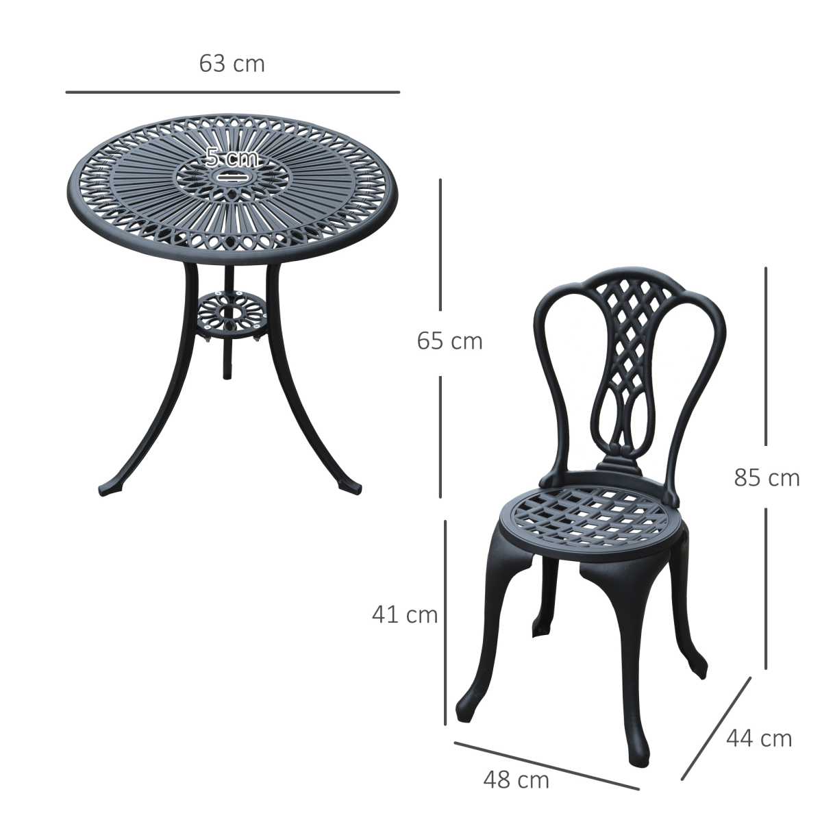 Outsunny 3-Piece Cast Aluminium Bistro Set, 2 Chairs and Table