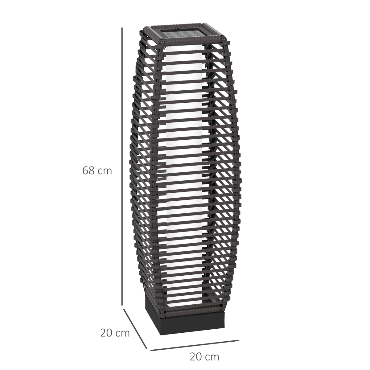 Outsunny Grey Rattan Solar Floor Lamp with Auto On/Off LED Light for Porch and Yard