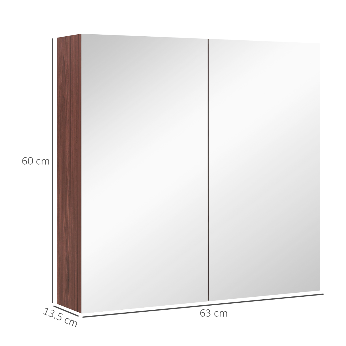 kleankin 63W x 60H cm Double Door Wall-Mount Bathroom Mirrored Medicine Cabinet
