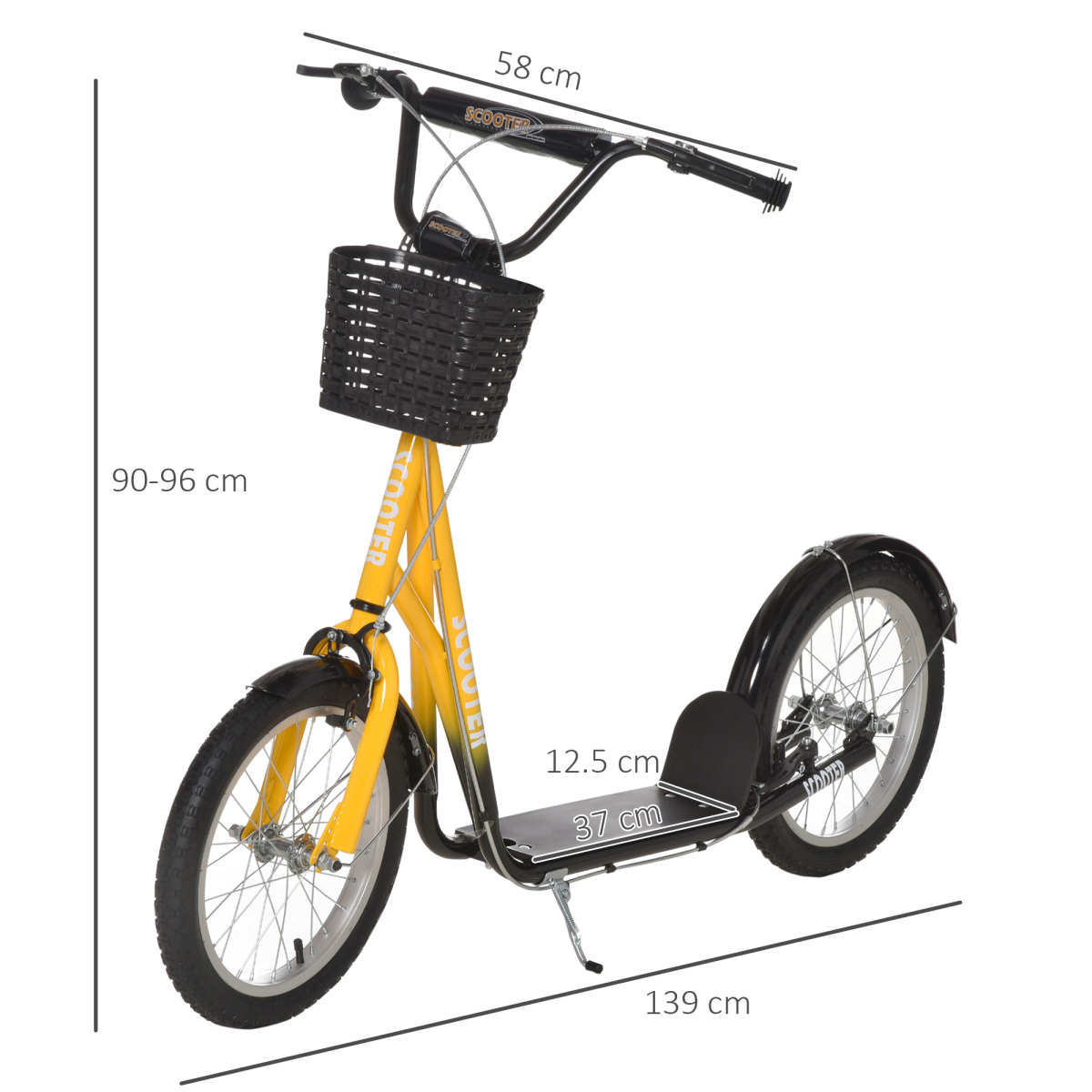 Adjustable Kids Kick Scooter with Brakes, 90-96cm, Ages 5-12