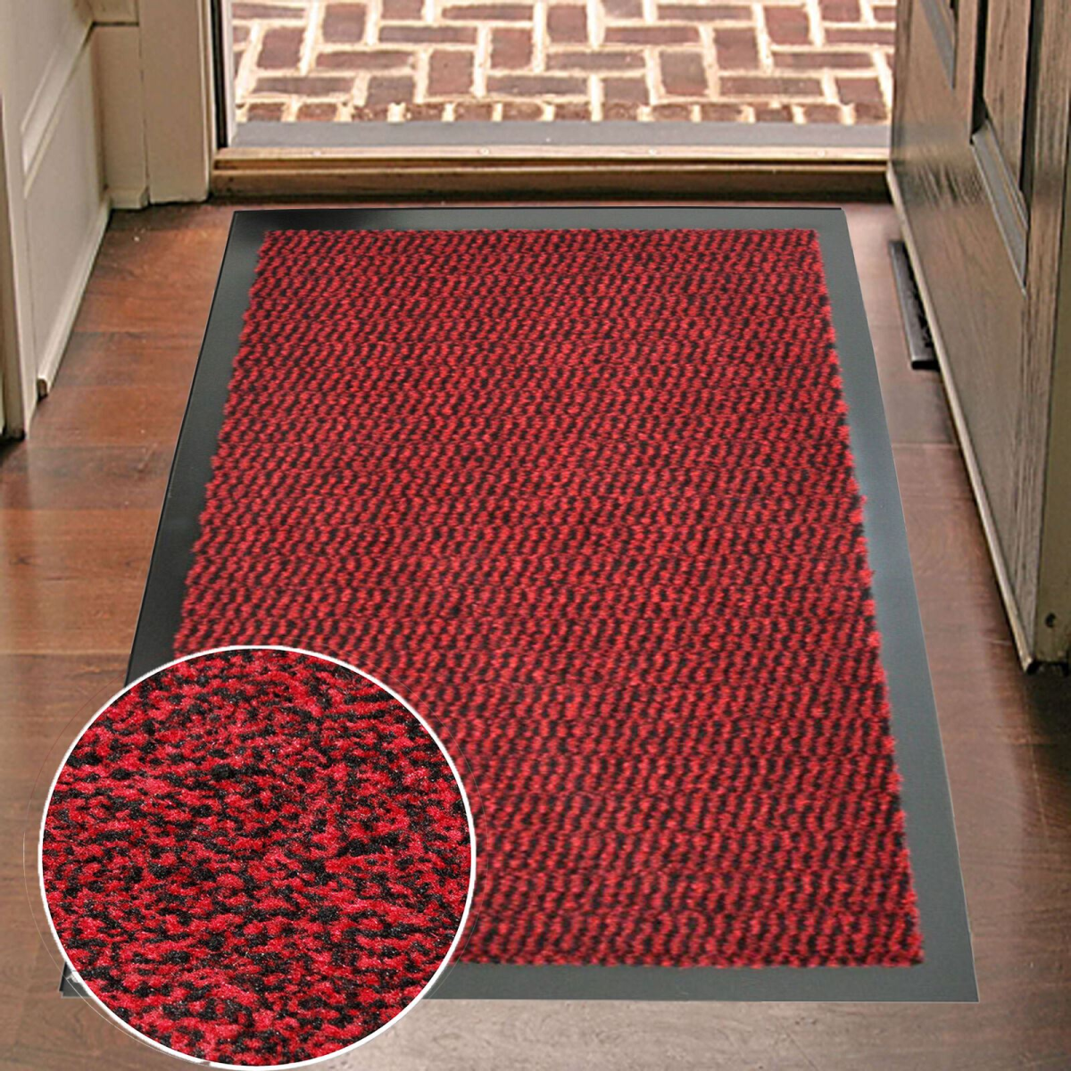 Red Super Hard Wearing Barrier Mat 80cm x 140cm for High Traffic Areas