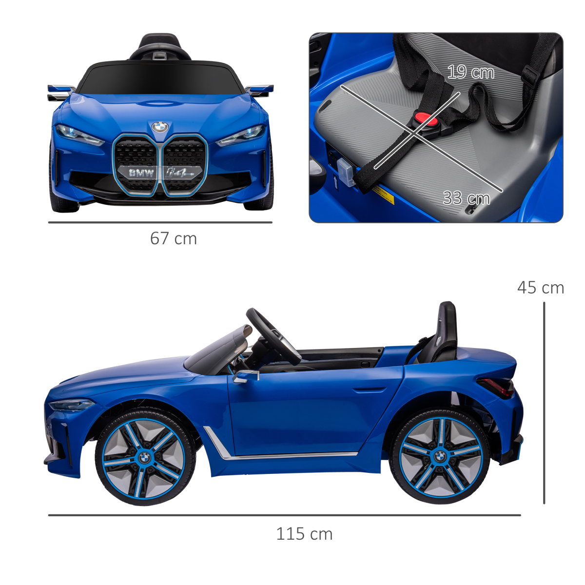 HOMCOM BMW i4 Licensed 12V Kids Electric Ride-On Car with Remote - Blue