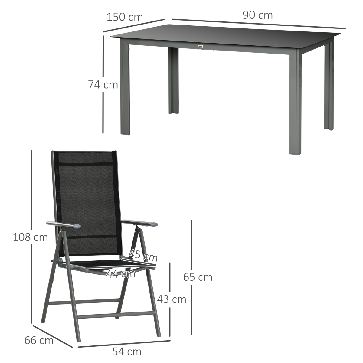 Outsunny 7-Piece Aluminium Patio Dining Set with Folding Chairs