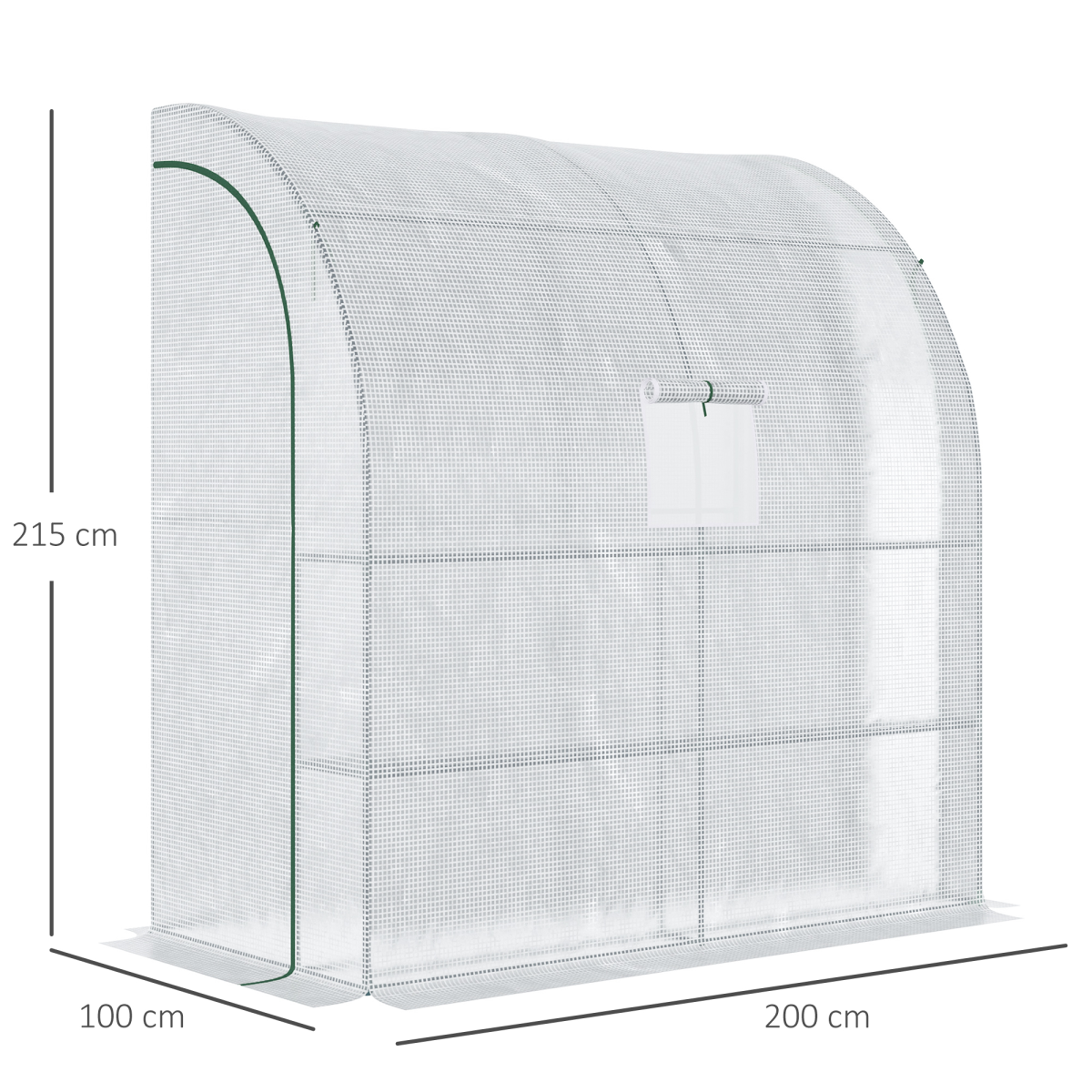 Outsunny Walk-In Lean-To Greenhouse with PE Cover, Steel Frame, Windows and Doors, White