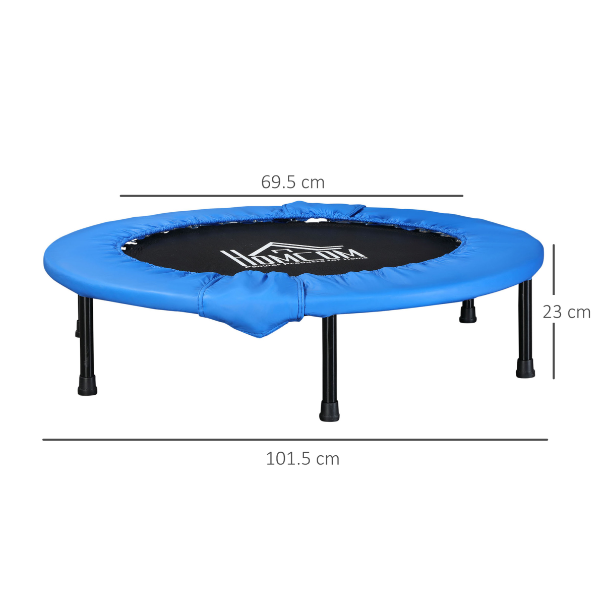 Foldable Mini Fitness Trampoline Rebounder, Blue, 100kg