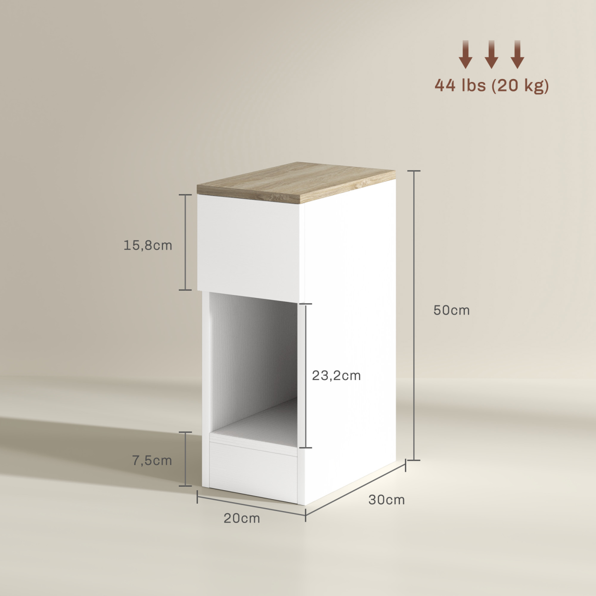 HOMCOM Set of 2 Bedside Tables with Drawer and Shelf, White