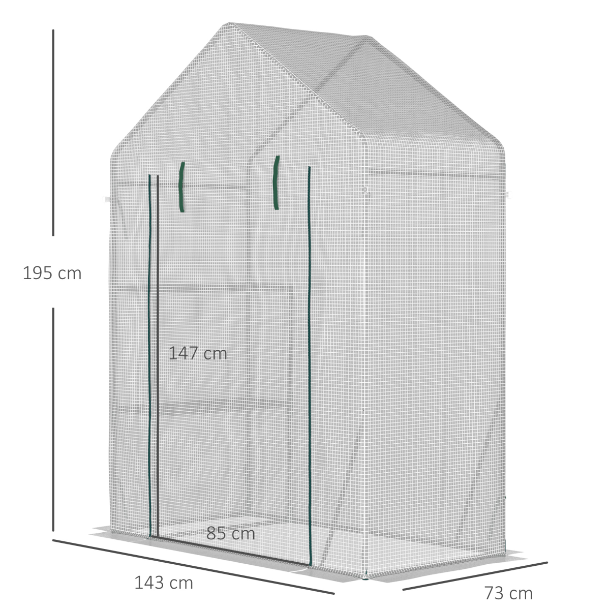 Outsunny Portable Outdoor Greenhouse with Roll-Up Door and 2 Wire Shelves