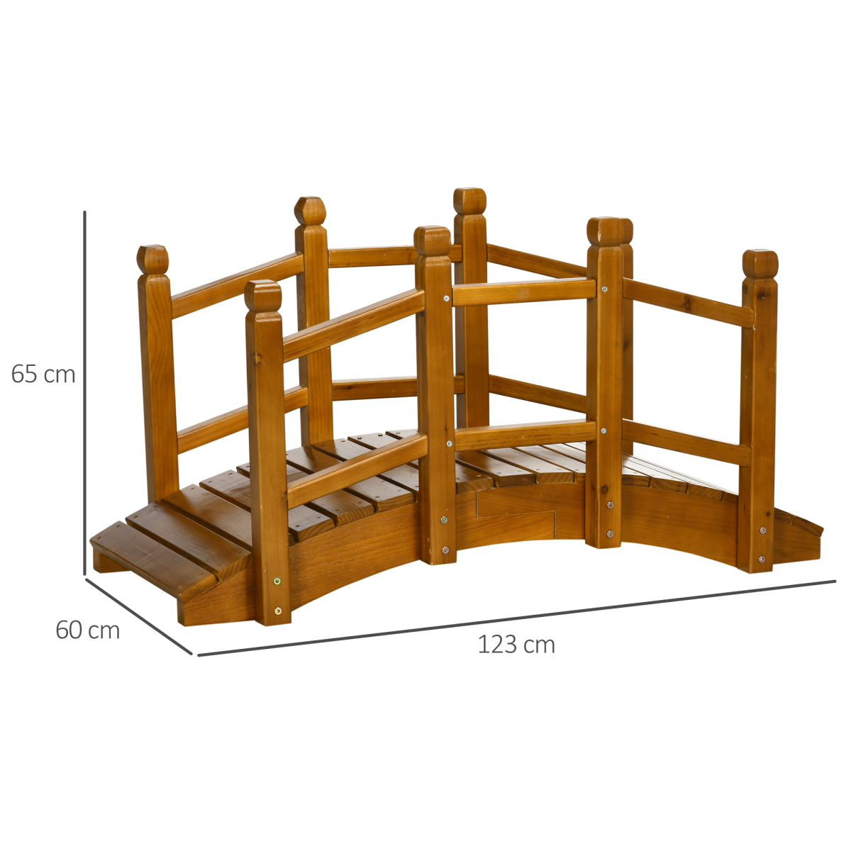 Outsunny Arched Wooden Garden Bridge with Safety Railings