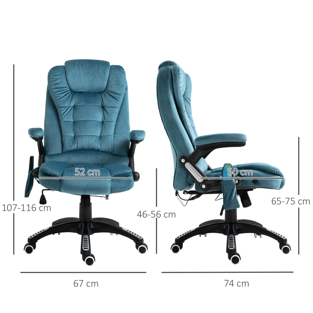 Blue Executive Reclining Office Chair with Heat Massage Headrest