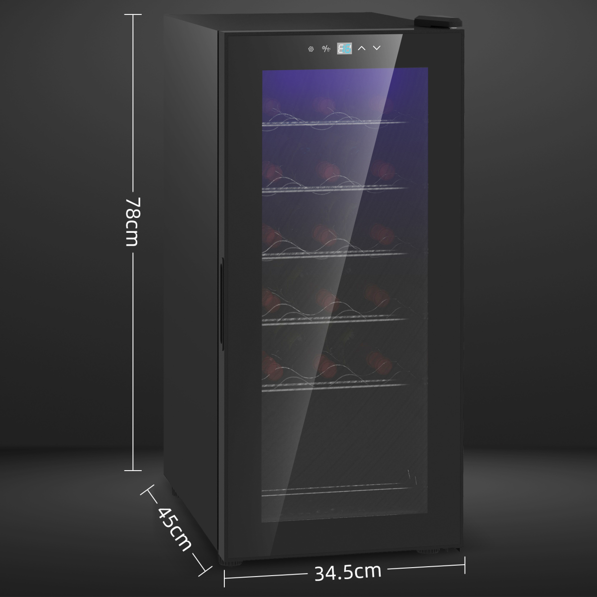 HOMCOM 50L Under Counter Wine Cooler Fridge, 18 Bottle, LED Light, Glass Door