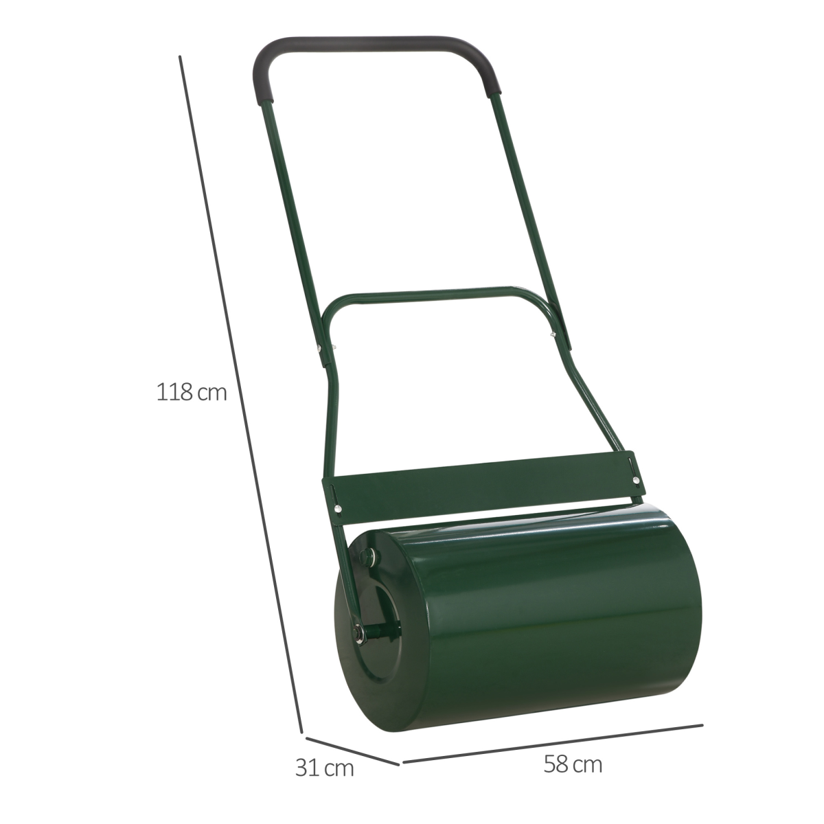 Outsunny Metal Lawn Grass Roller with Black Rubber Handle, 40L Water or Sand Capacity