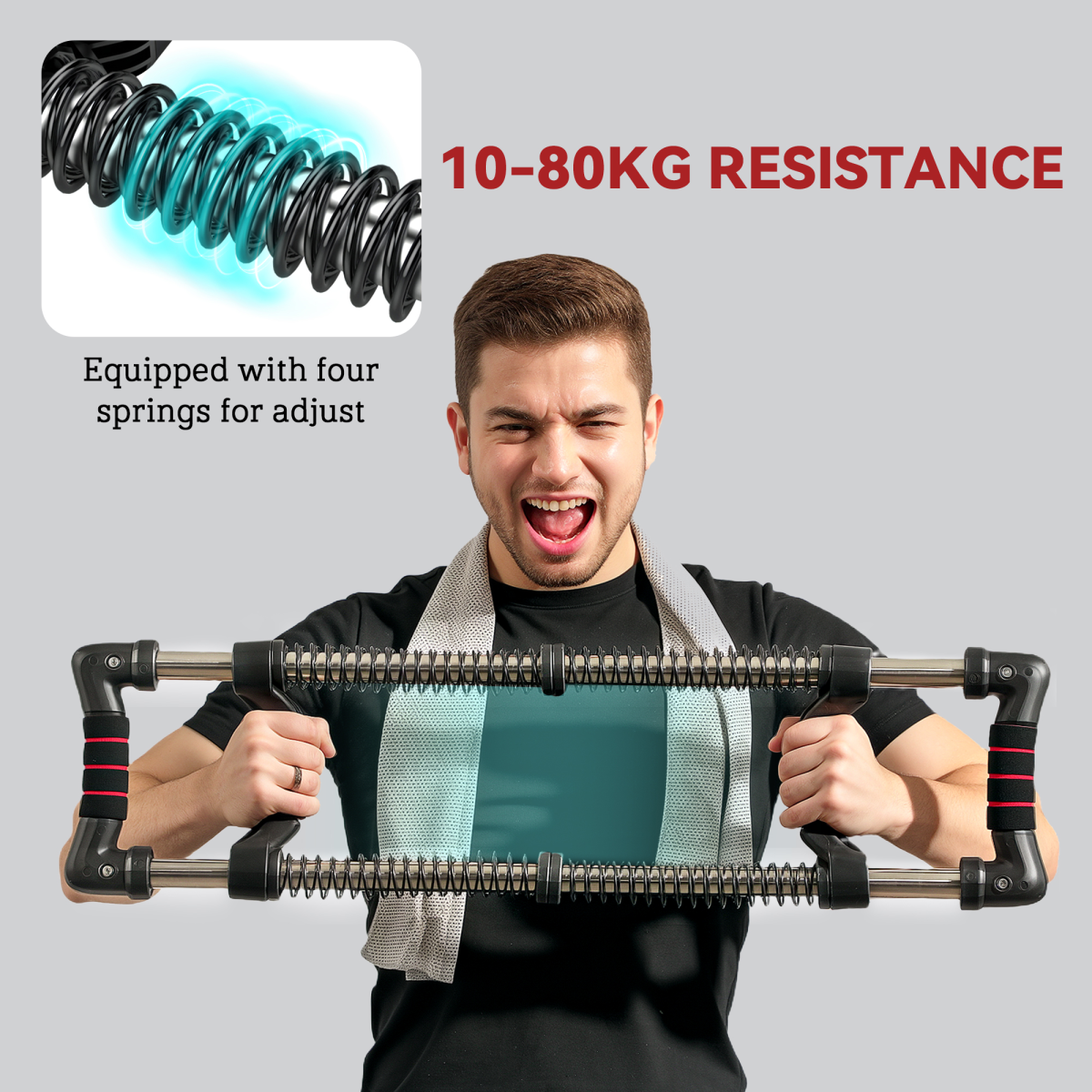SPORTNOW Adjustable Chest Expander, 10-50kg, Stainless Steel