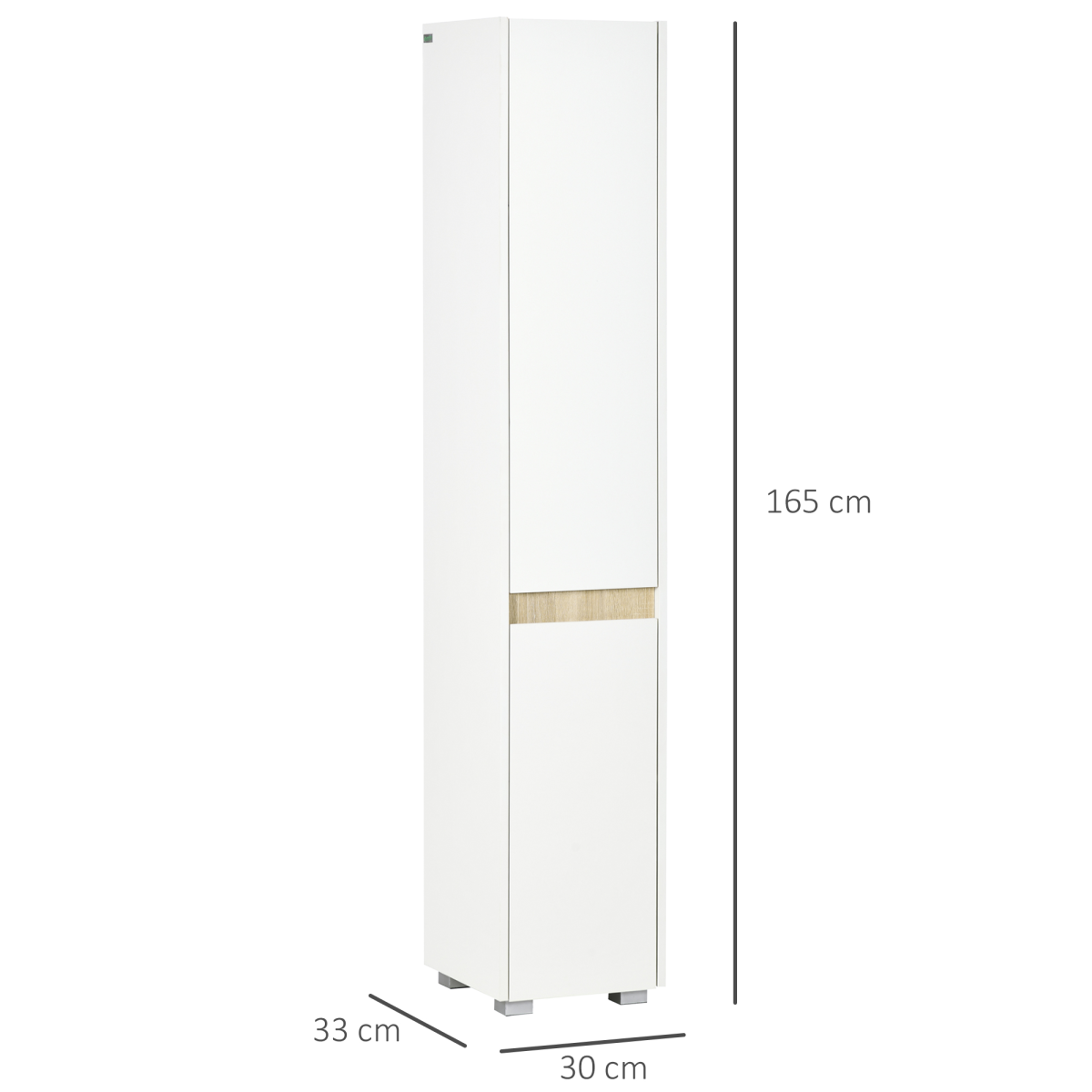 Slim Freestanding Tall Bathroom Storage Cabinet with Adjustable Shelves, Integrated Finger Pull, White