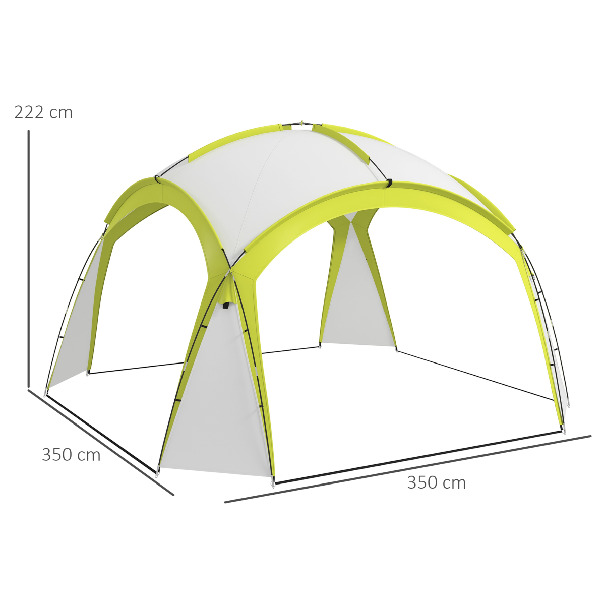 Outsunny Outdoor Gazebo Party Tent Shelter, 350 x 350 x 222 cm, Green and Cream