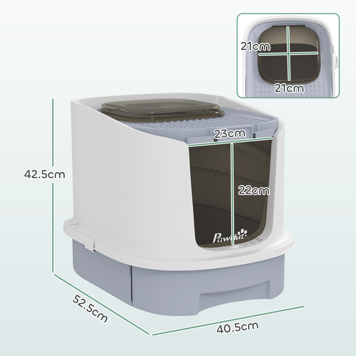 PawHut Hooded Cat Litter Box with Lid, Scoop and Drawer, Grey