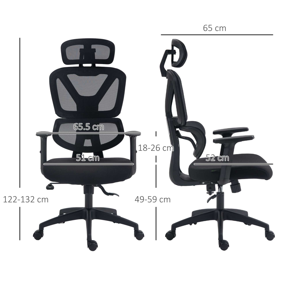Vinsetto Mesh Office Chair Swivel Desk Chair w/ Adjustable Height Headrest Black