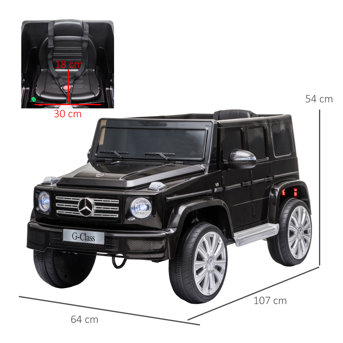 Licensed Mercedes-Benz G500 12V Kids Ride On Car with Remote, Black
