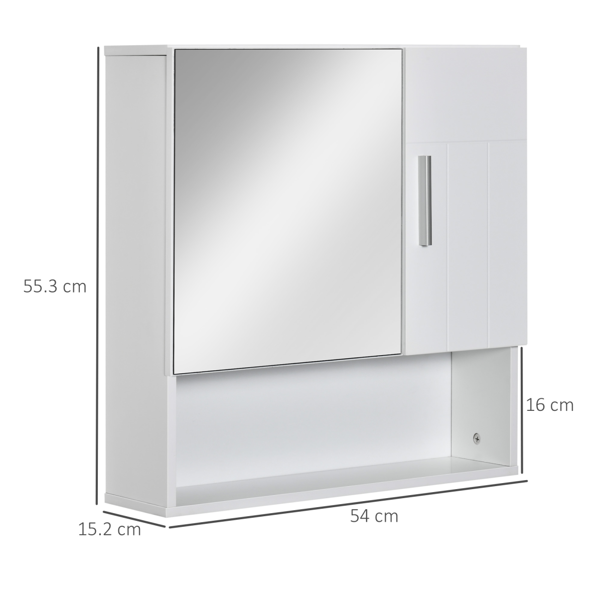 Bathroom Wall-Mounted Mirror Cabinet with Adjustable Shelves and Door, White