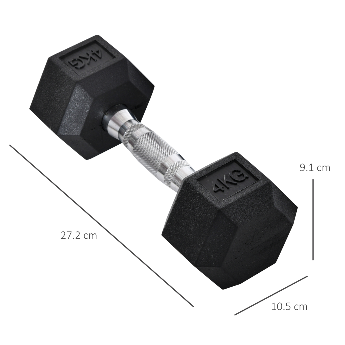 Hexagonal Dumbbell Set 2 x 4kg for Home Gym Exercise, Non-Rolling Weight Lifting Dumbbells, HOMCOM