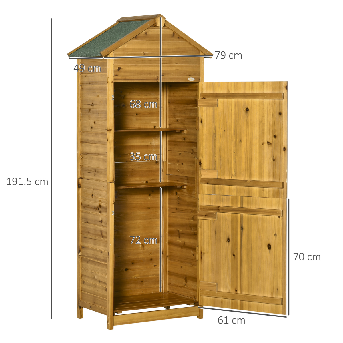 Outsunny Wooden Garden Storage Cabinet with Lockable Double Doors
