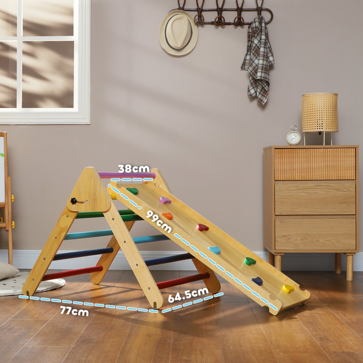AIYAPLAY Wooden Indoor Toddler Climbing Frame with Slide Board