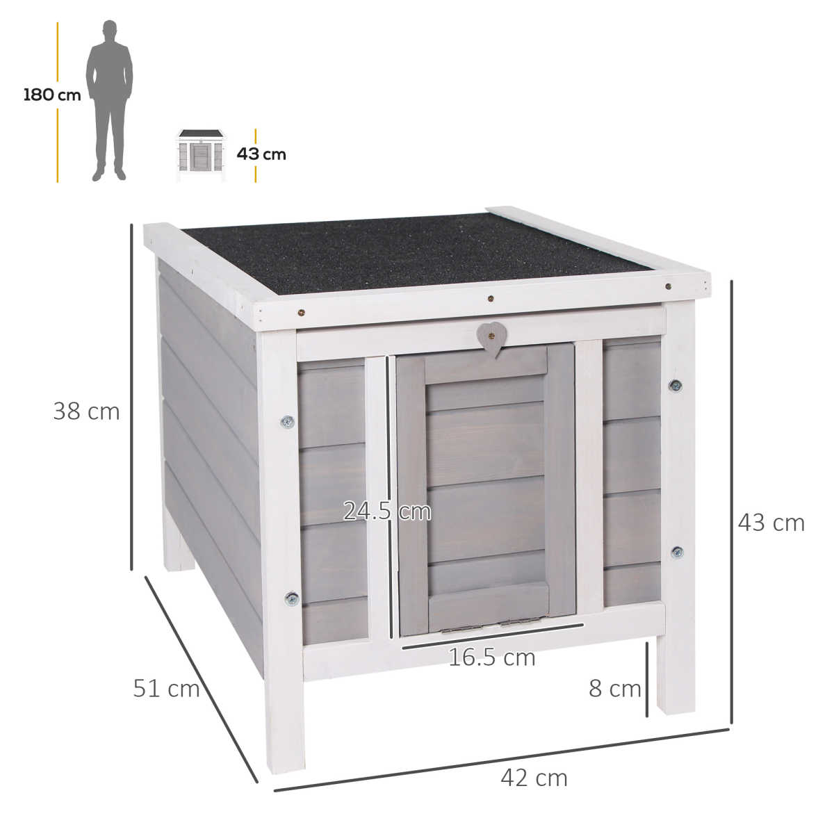 Wooden Rabbit Hutch Outdoor Pet Habitat with Openable Asphalt Roof, Elevated Floor and Ramp Door
