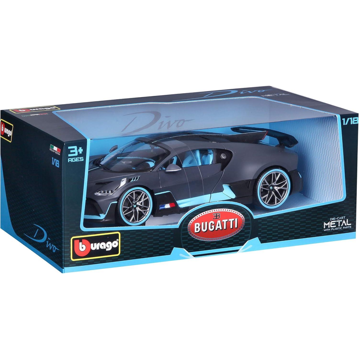 Burago 1:18 Bugatti Divo Flat Dark Grey Die Cast
