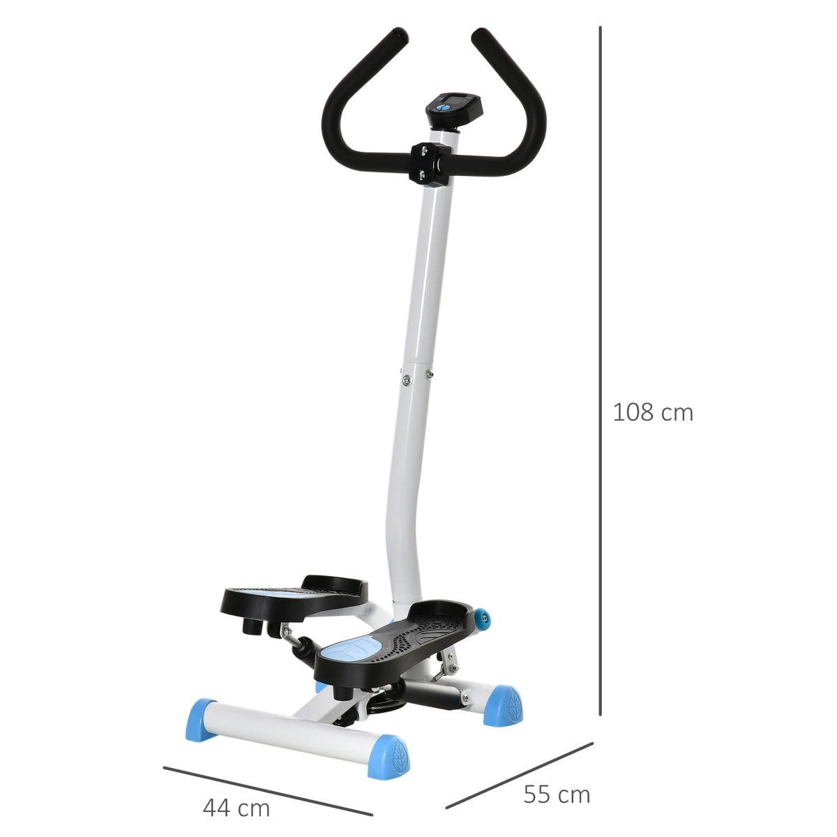 Height Adjustable Twister Step Machine with LCD Screen, Blue
