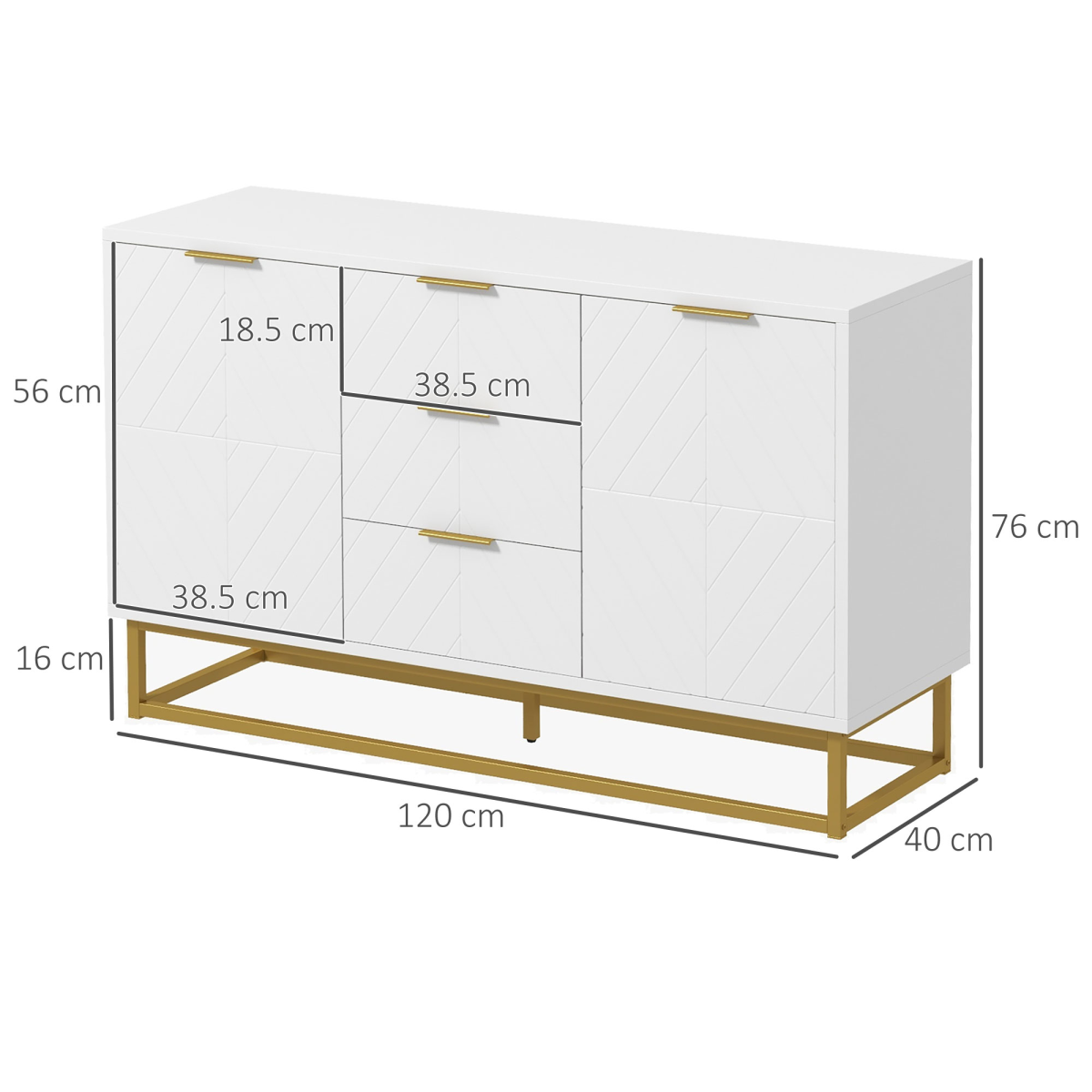 Modern Freestanding Storage Cabinet with 3 Drawers and 2 Doors