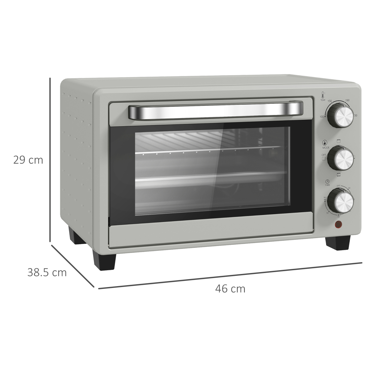 HOMCOM 21L Electric Mini Oven with Adjustable Temp, 1400W, Silver