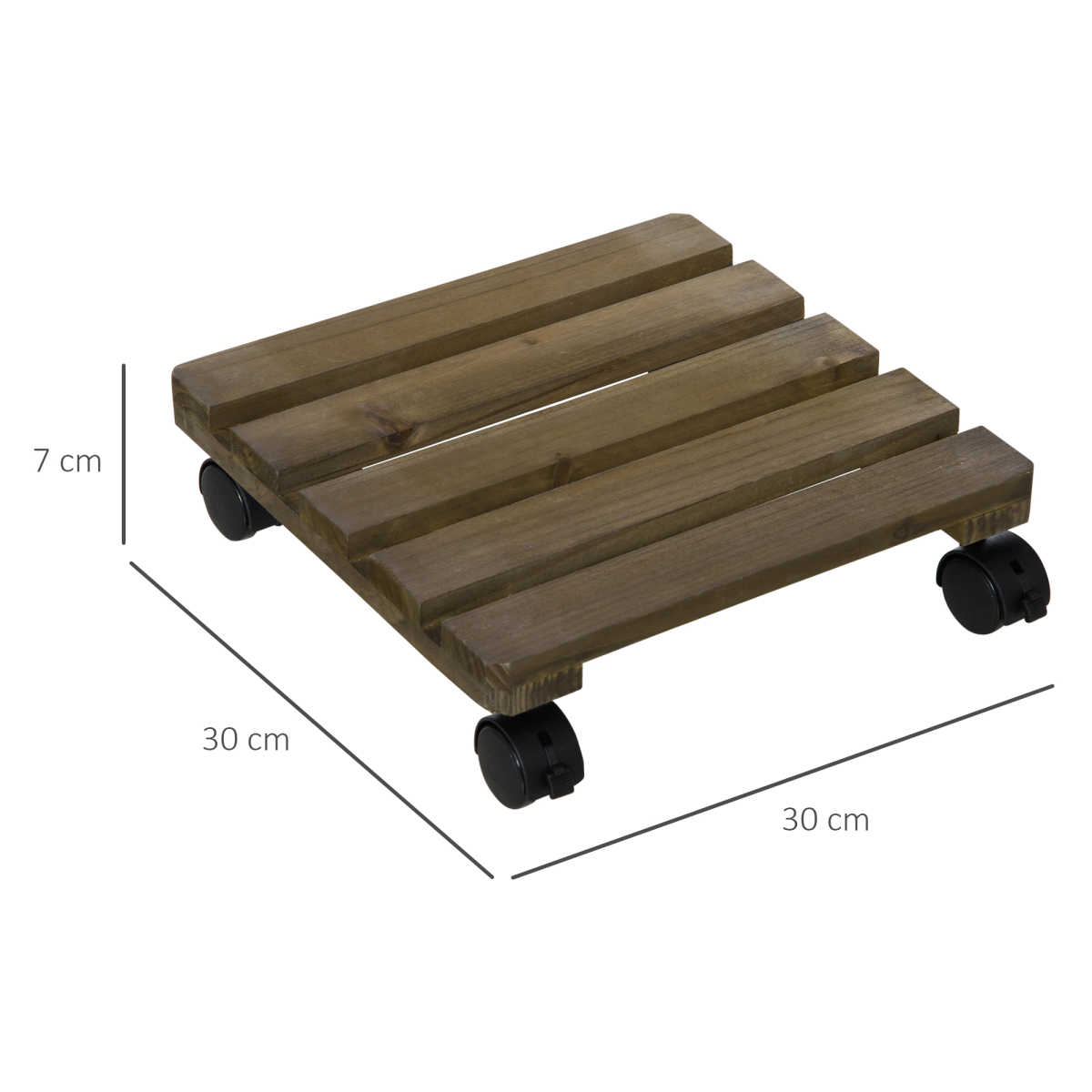 2 Pack Corner Plant Stand with Wheels, Solid Wood Flower Pot Holder with Brakes for Garden, Balcony and Backyard