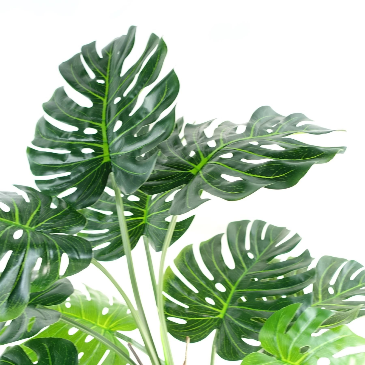 Leaf Realistic Artificial Monstera Plant 150cm with Black Pot and Gold Metal Planter