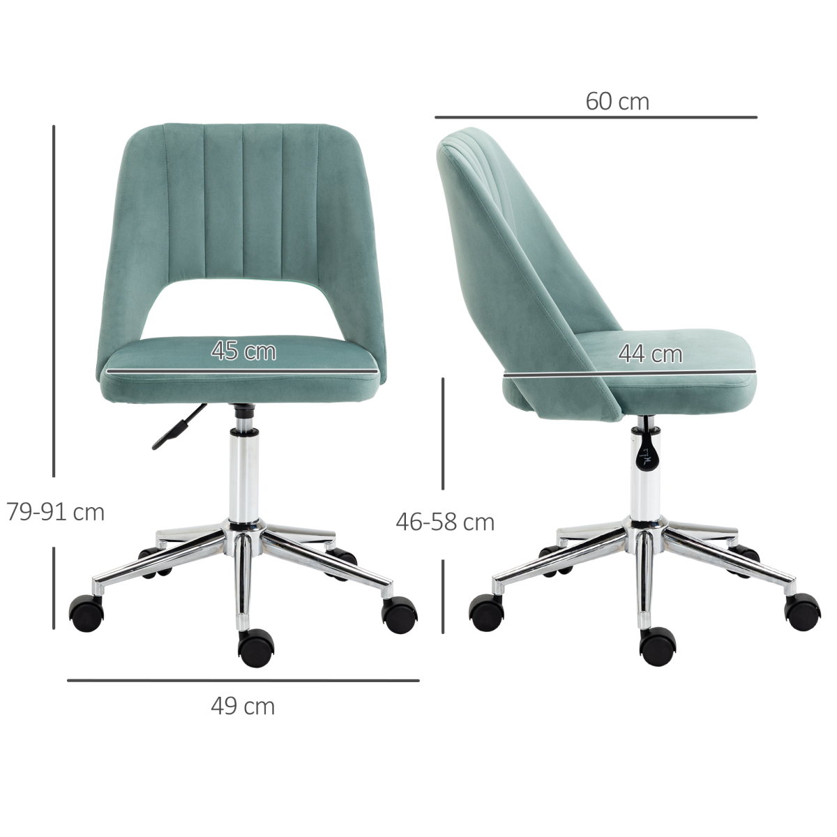 Vinsetto Green Velvet Scallop Swivel Office Chair