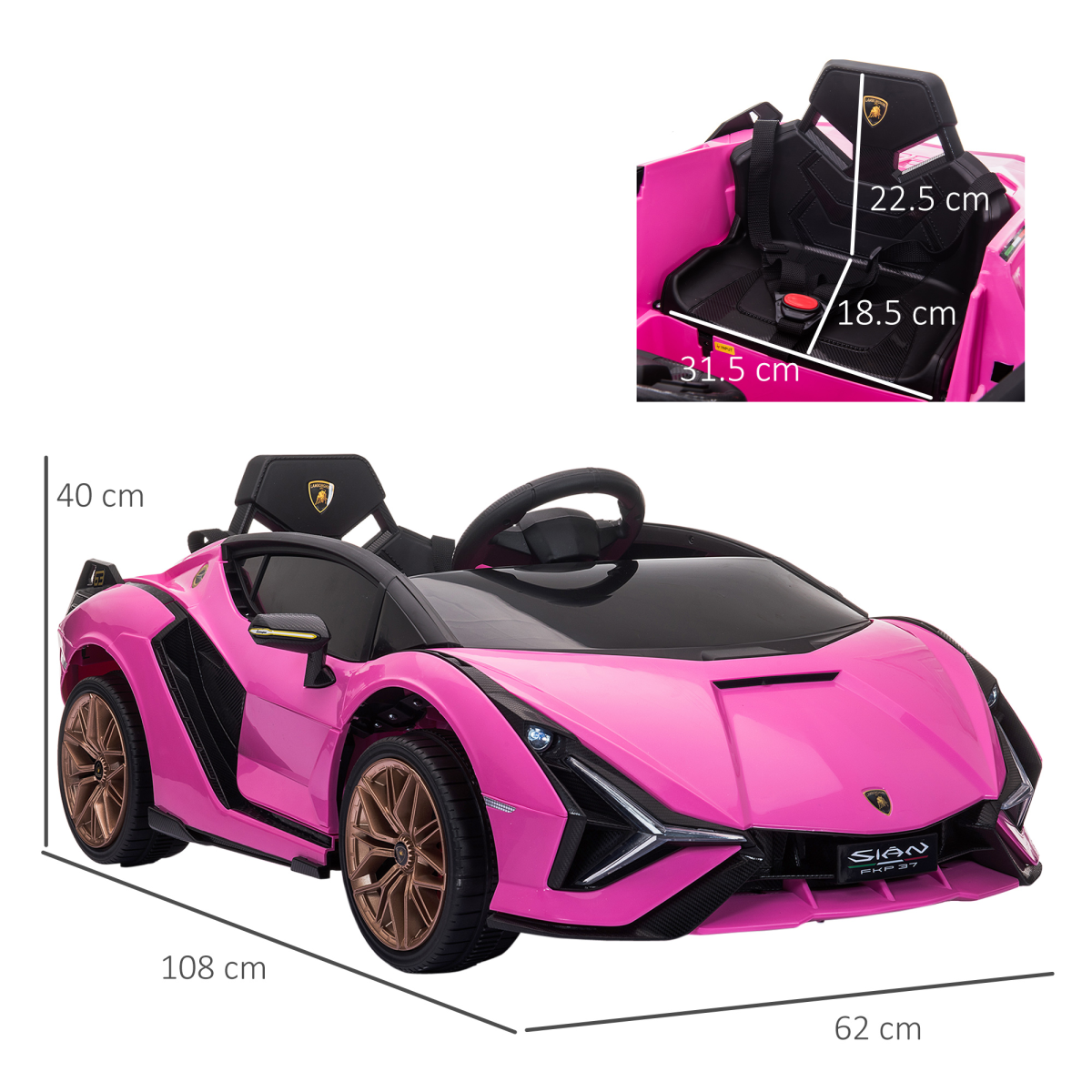 Officially Licensed Lamborghini SIAN 12V Kids Ride On Car with Remote
