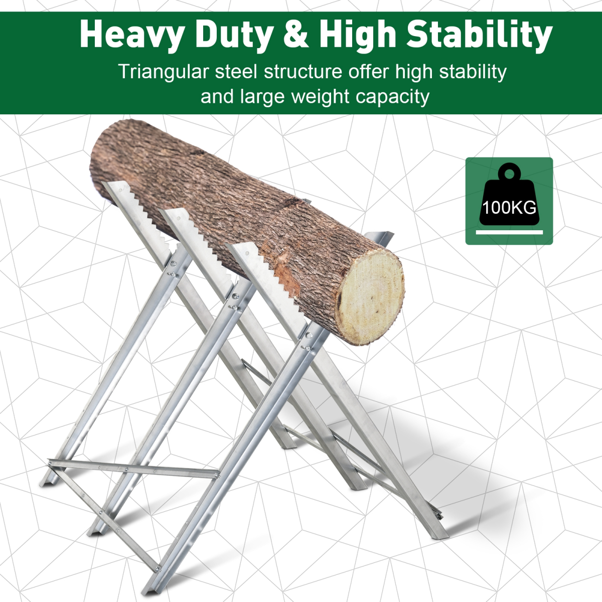DURHAND Foldable Steel Saw Horse with Sawtooth Edges, Silver