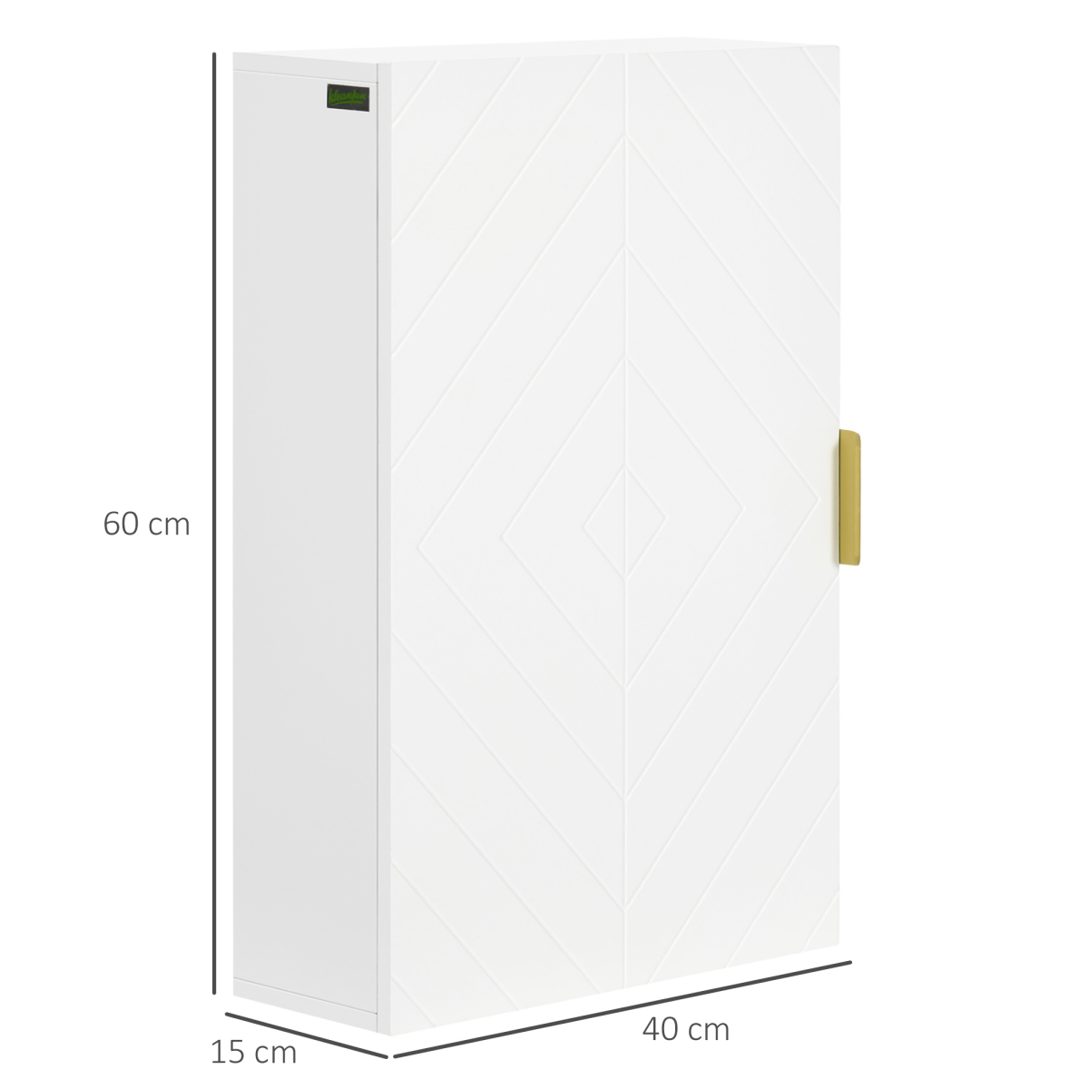 kleankin White Wall-Mounted Bathroom Cabinet with Adjustable Shelves