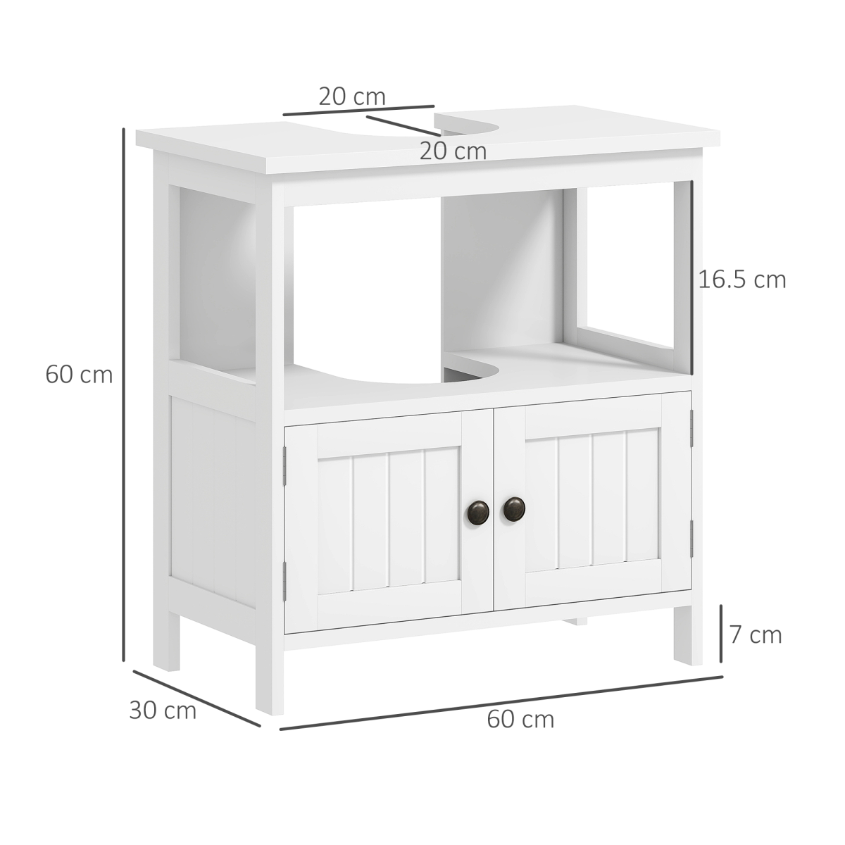 kleankin Bathroom Under Sink Pedestal Cabinet, Storage Shelf, Door, White