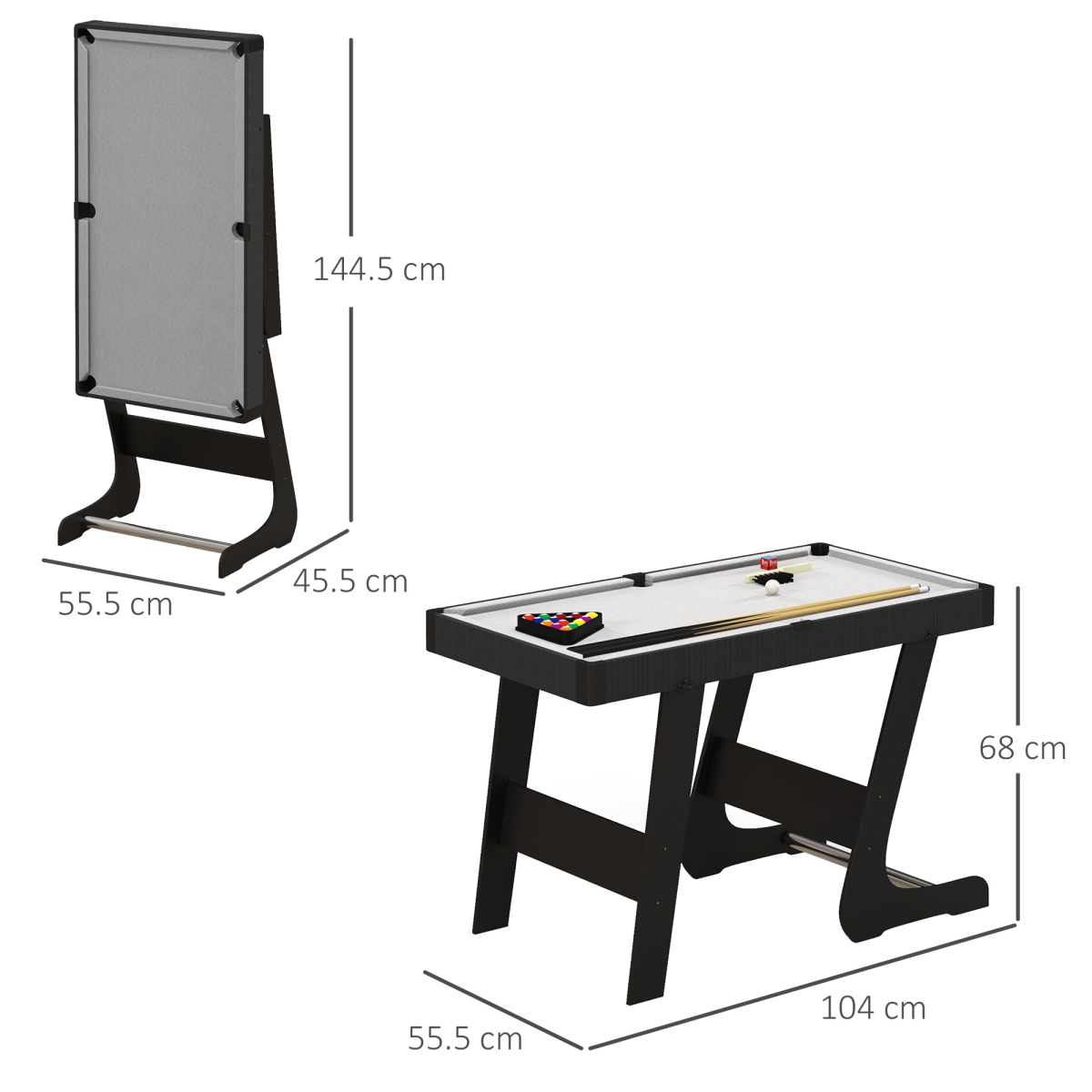 Outsunny 3.5ft Folding Billiard Table Set with 2 Cues, 16 Balls