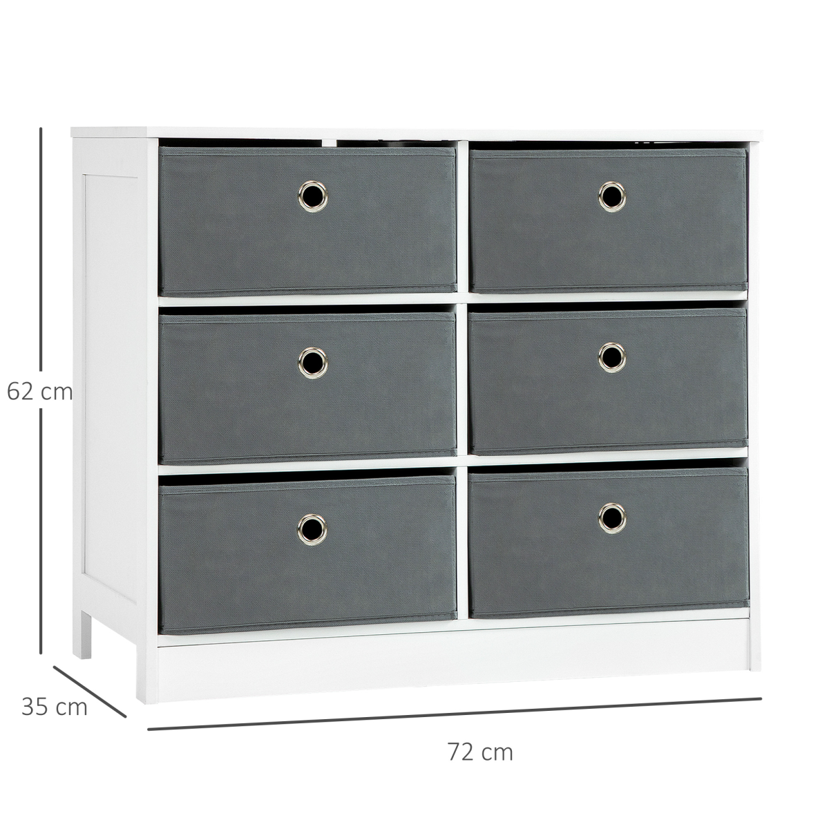 HOMCOM Fabric Dresser Storage Cabinet with 6 Drawers, White and Grey, Sturdy MDF Structure, Flat Top Storage?