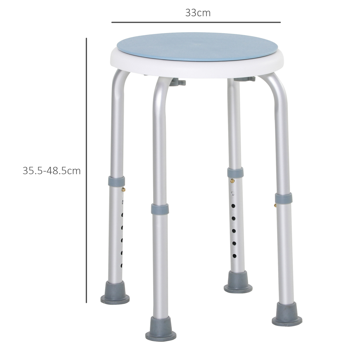 360° Swivel Bath Shower Stool, Adjustable Height, Non-Slip Feet