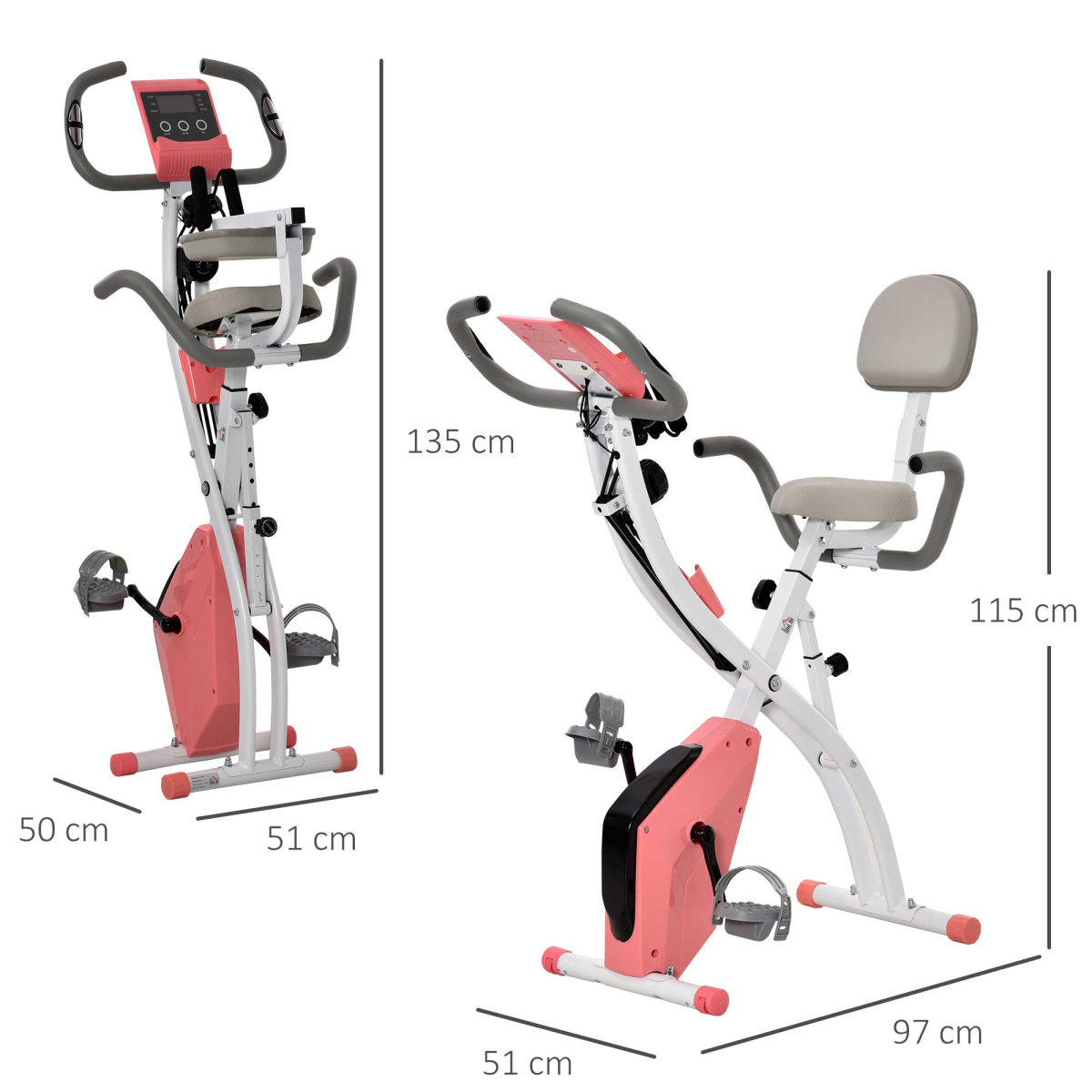 2-in-1 Upright and Recumbent Exercise Bike with 8-Level Adjustable Resistance, Pulse Sensor, LCD Monitor, Phone Holder, and Foldable Design