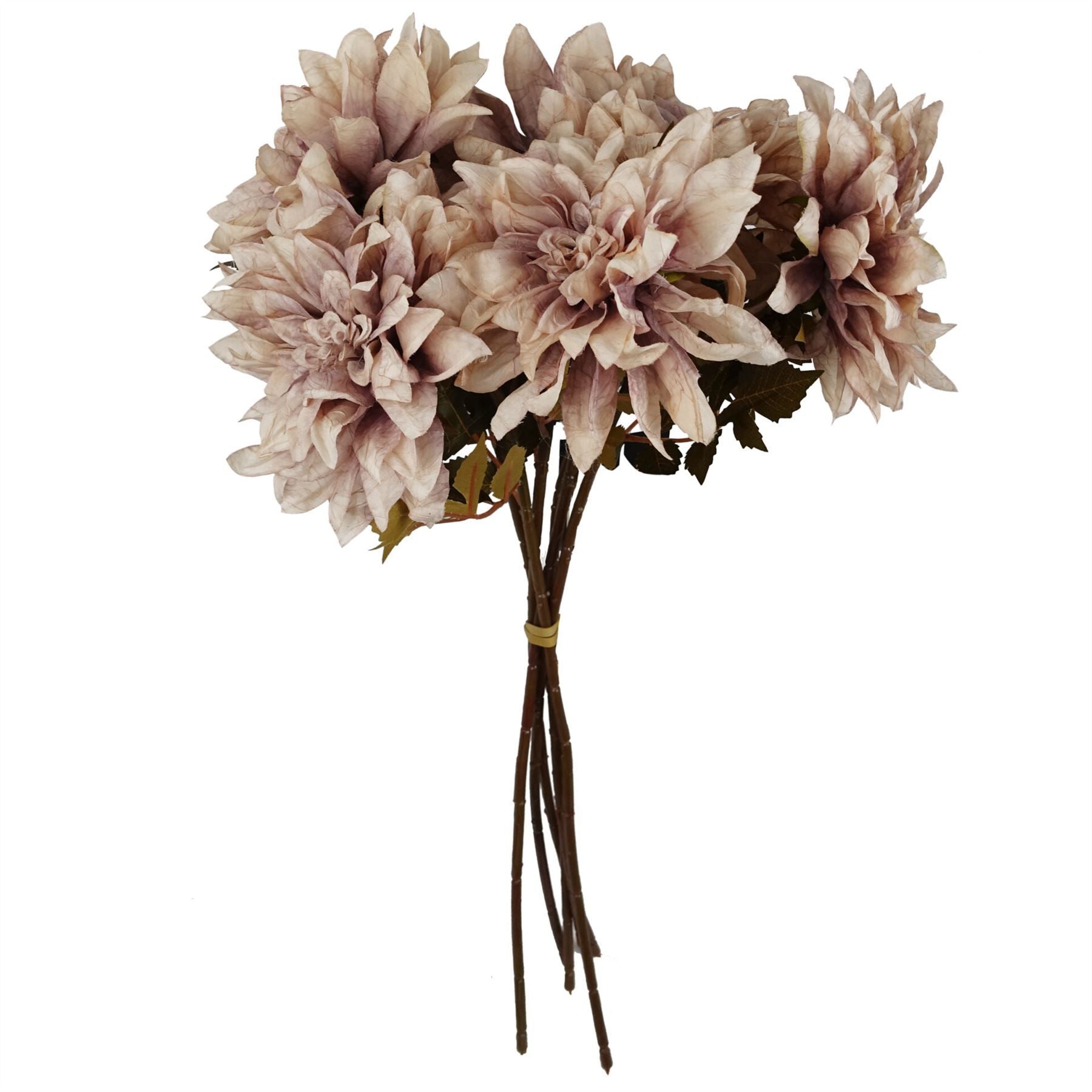 Leaf Pack of 6 x 55cm Realistic Dahlia Flower Stems, Dusty Pink