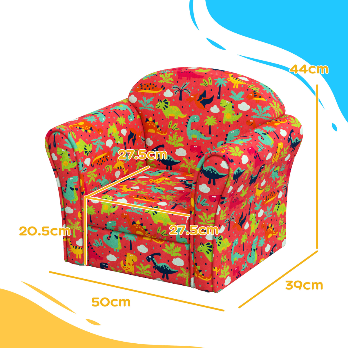 AIYAPLAY Kids Dinosaur Sofa Chair for Toddlers, Red