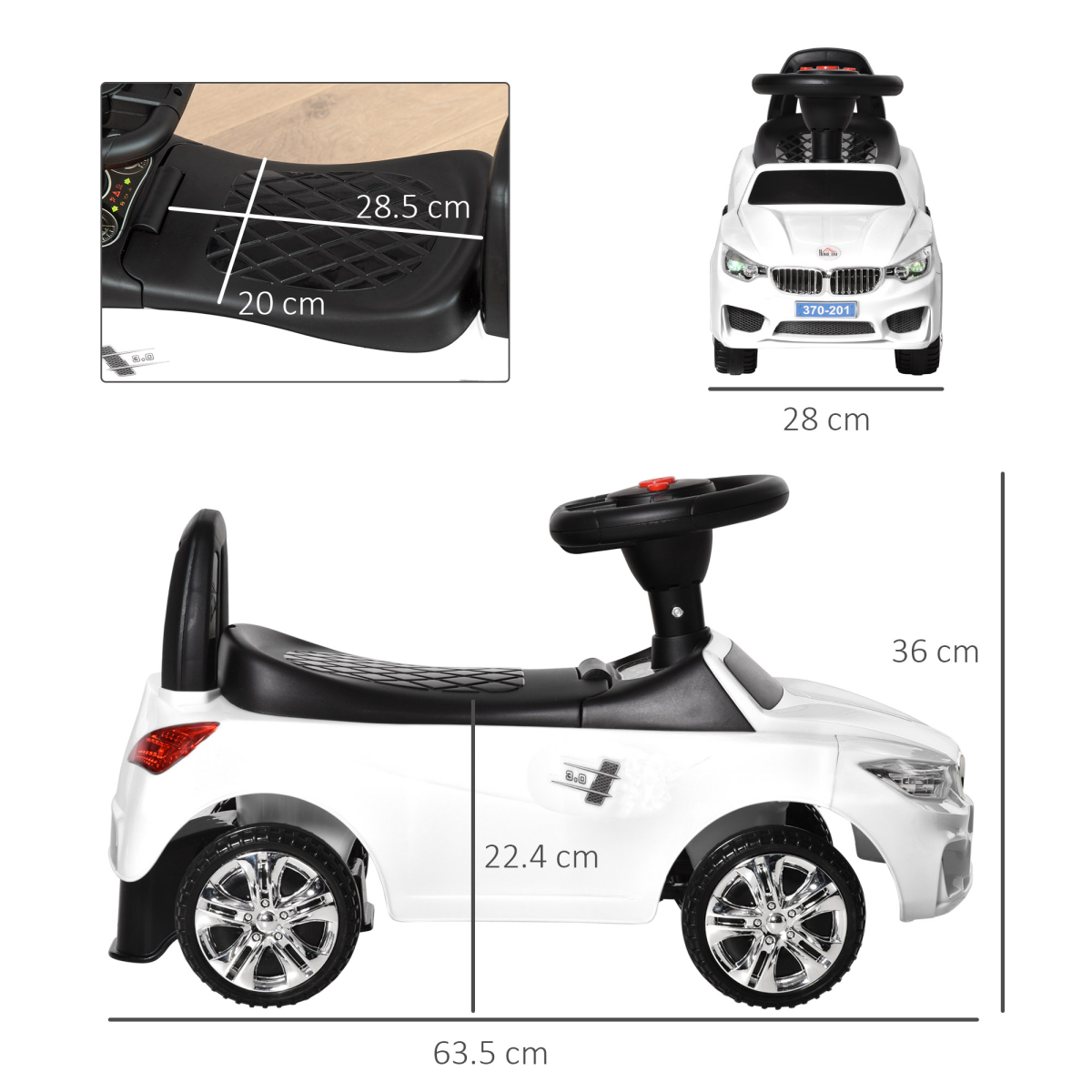 HOMCOM Foot-to-Floor Toddler Ride-On Car with Lights & Music