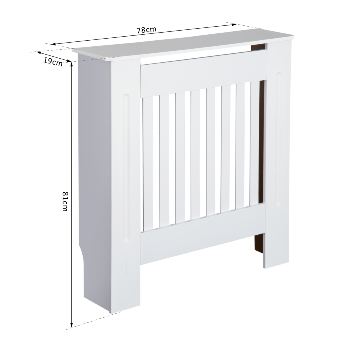 HOMCOM White Painted MDF Radiator Cover with Shelf and Slatted Vent for Home, Office and Hallway
