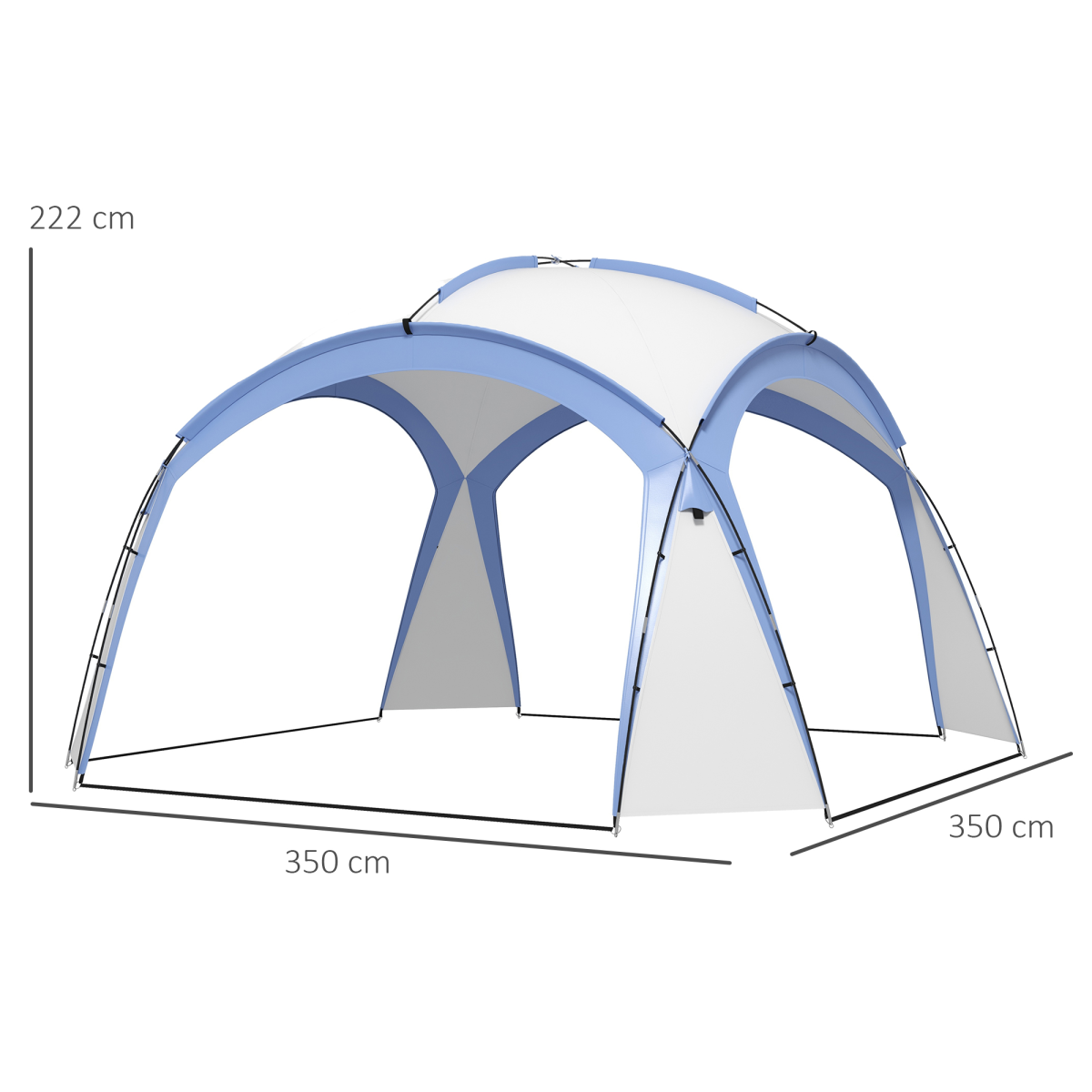 Outsunny Outdoor Gazebo Party Tent, Garden Event Shelter, White and Light Blue