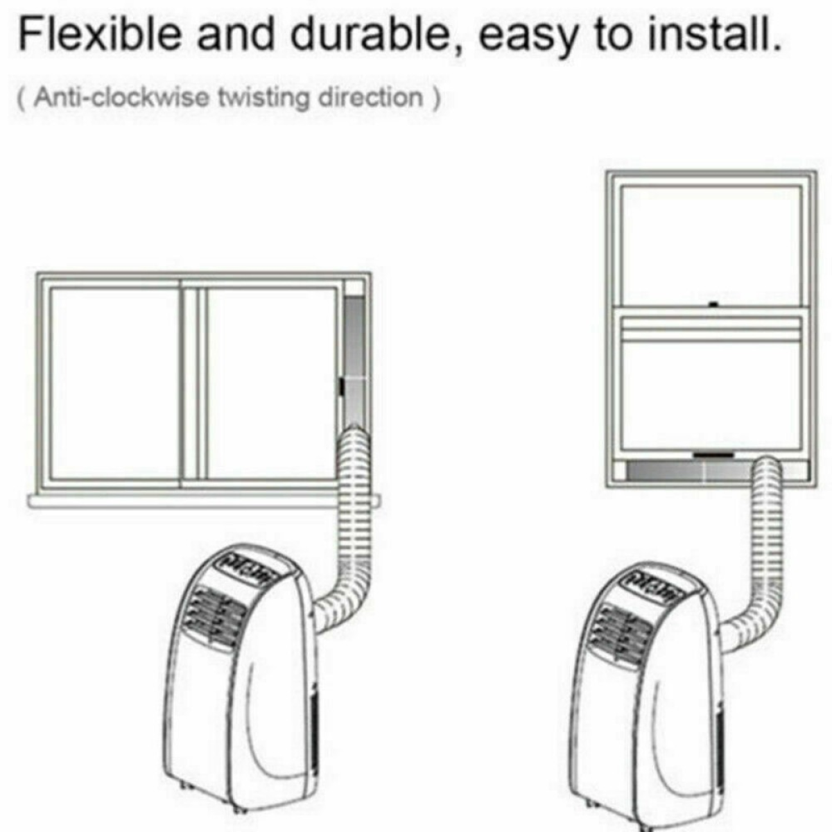 NEW 2M Flexible Air Conditioner Exhaust Pipe Vent Hose Duct Outlet UK