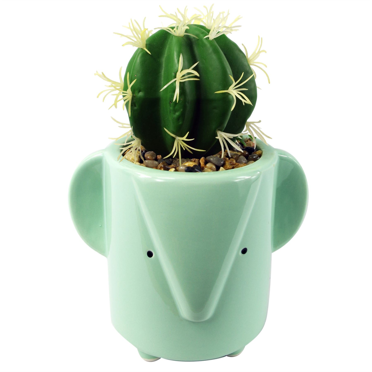 13cm Blue Ceramic Elephant Planter