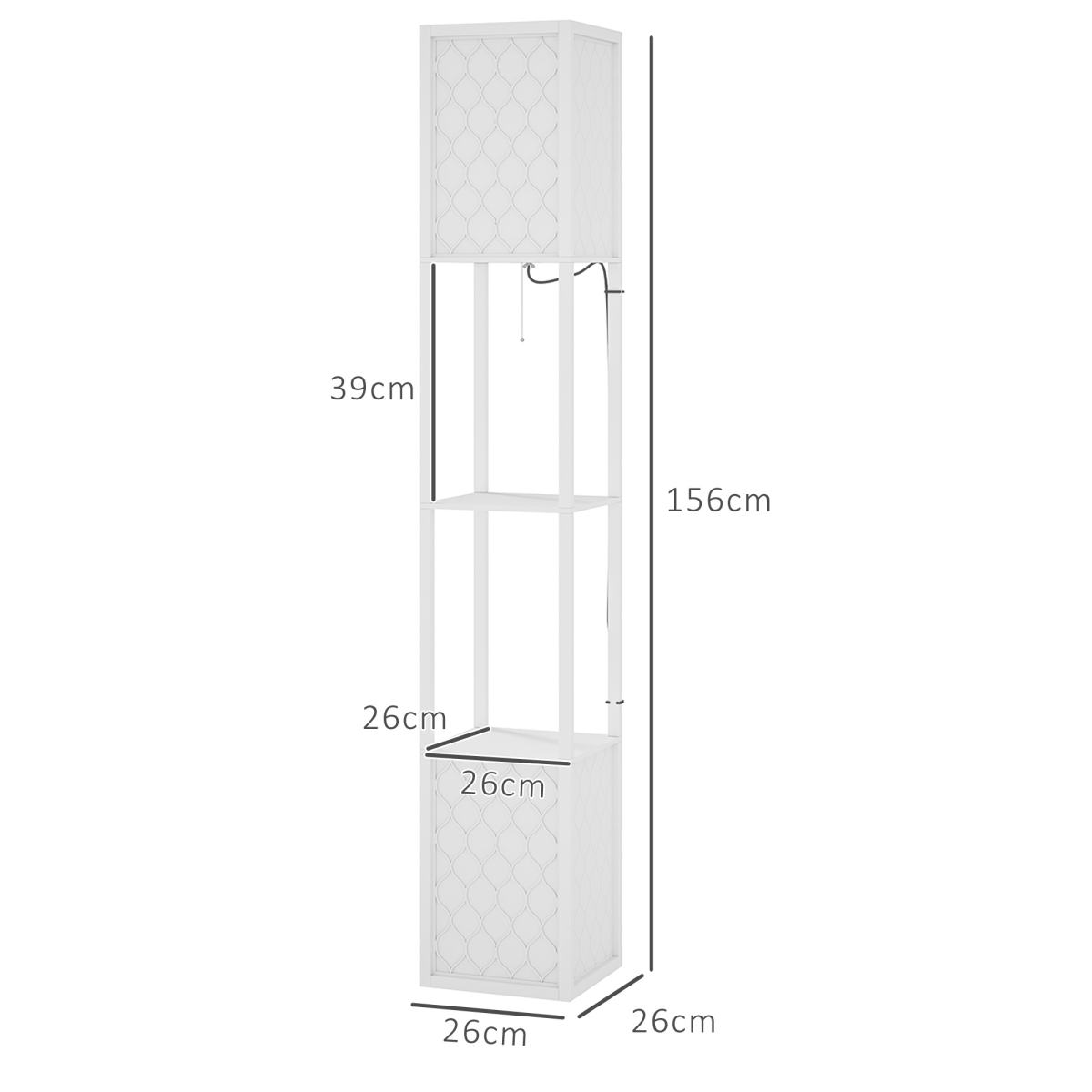HOMCOM Modern 2-Light Floor Lamp with Shelves, White
